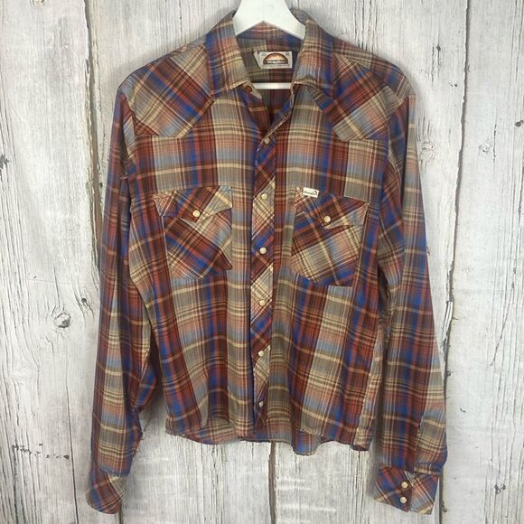 Vintage Wrangler Snap Button Western Button Down Size M  160 - Picture 1 of 9